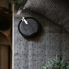 Lapuan Kankurit METSÄ sauna cover and sauna pillow linen-black and MERI cosmetic sponge white-black